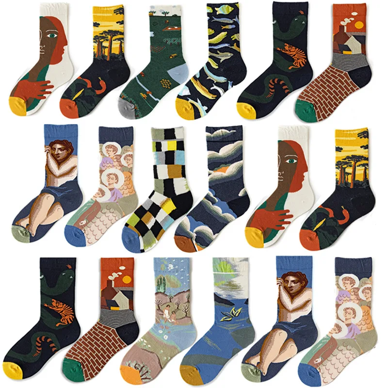 

Autumn Winter Socks Adult Tide Socks Men Women Ins Socks Trend High Tube Socks Personality Retro Warm Cold Cotton Socks