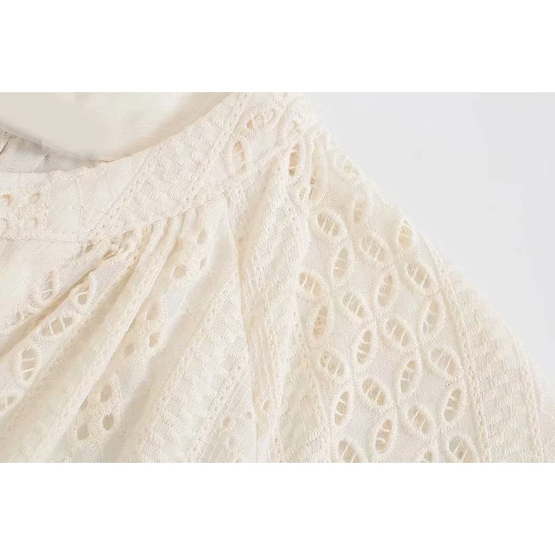 

Women Chic White Loose Beach Maxi Dress Za 2021 Hollow Out V Neck Button Vintage Dress Long Sleeve Plus Size Elegant Vestidos