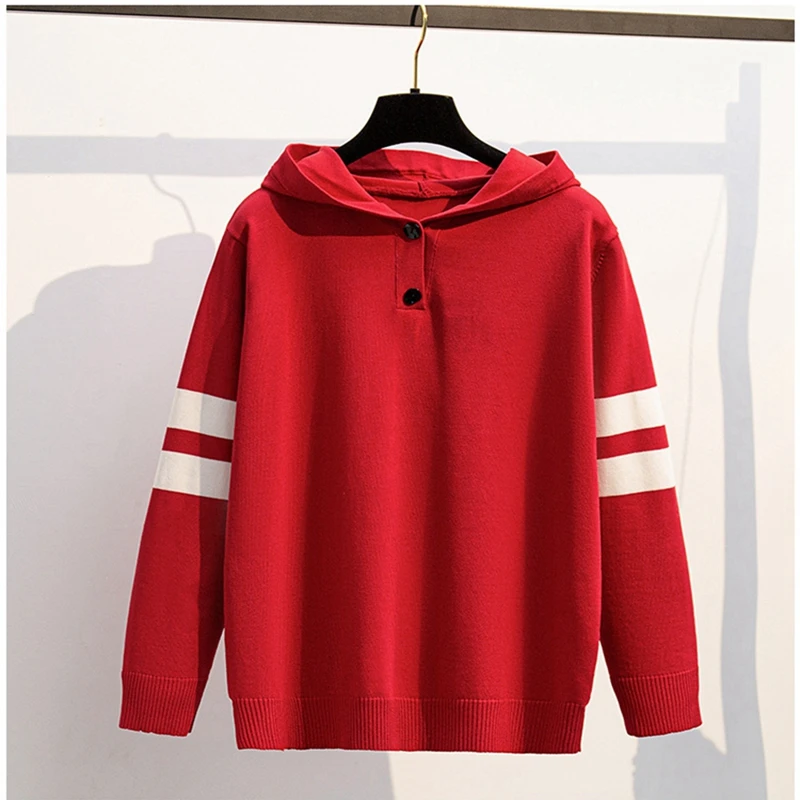 

Fall Ladies Casual Hoodie 9XL 8XL 7XL 6XL Bust 158CM Fashion Stretch Pullover Button Hooded Sports Sweater