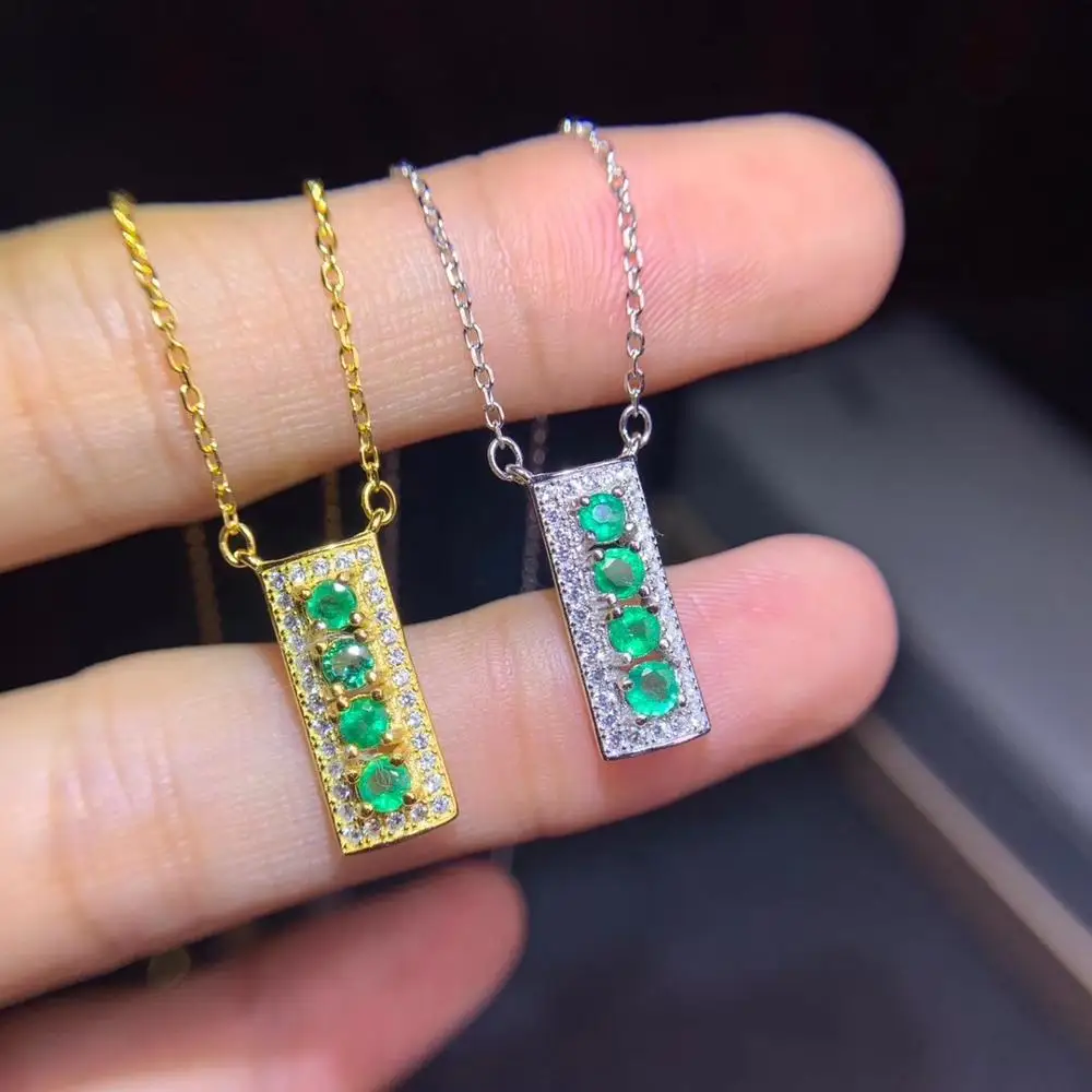 

Natural green Emerald gem necklace S925 silver natural gemstone necklace Elegant simple Row square woman gift party fine jewelry