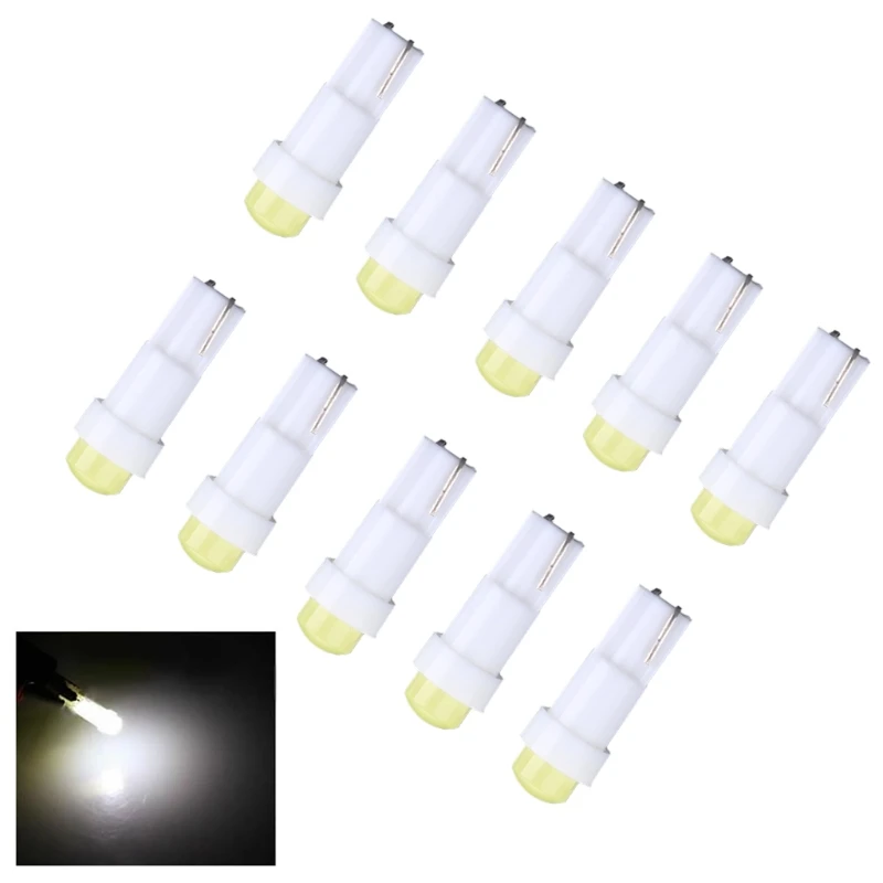 

10 шт./комплект, автомобильные светодиодсветодиодный лампы T5 1 COB