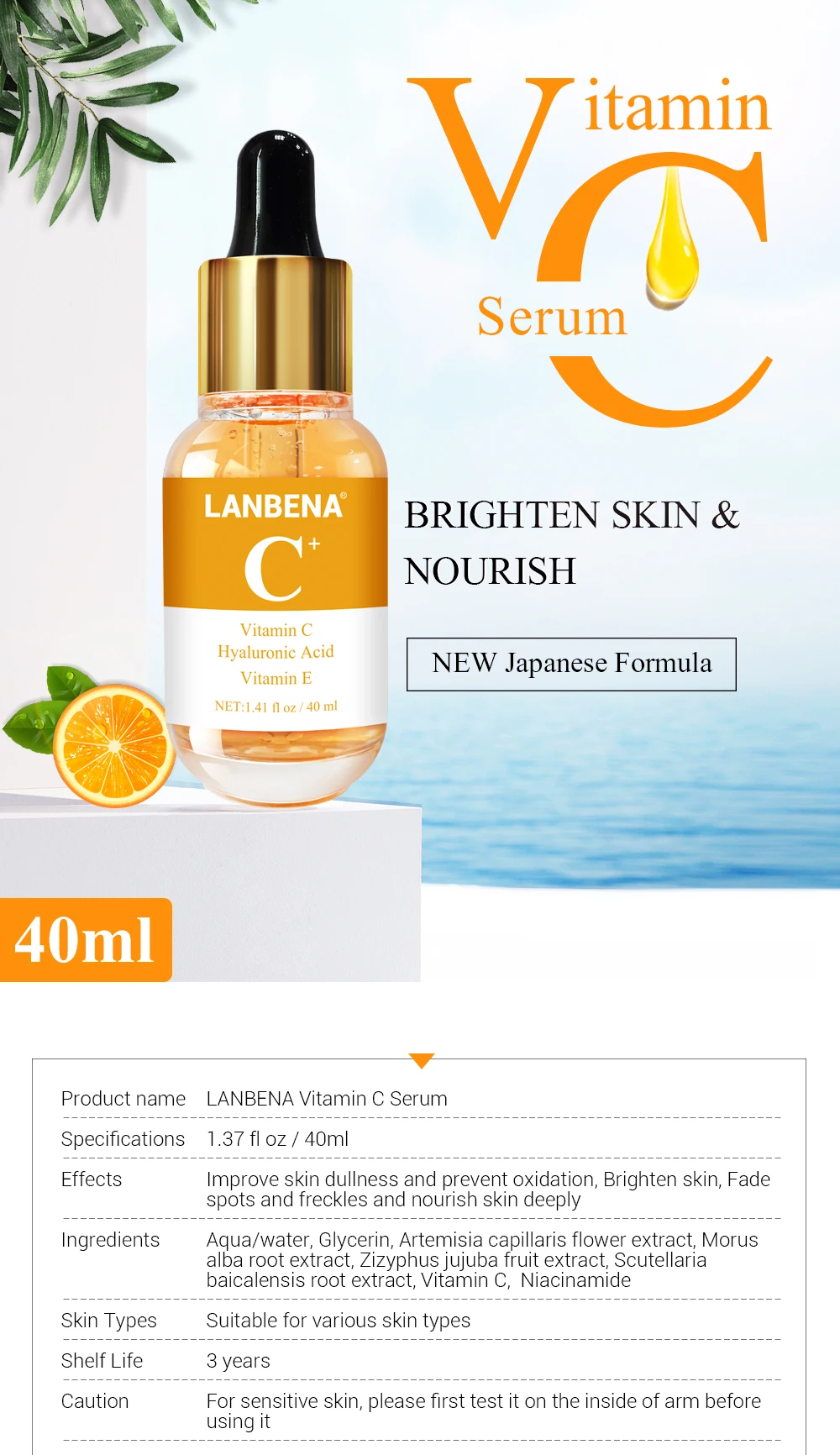 LANBENA эфирные масла Essential эфирные масла Сыворотка Витамин С отбеливающий экстракт для лица средство для удаления пятнышек выцветает темные пятна осветляет для питания кожи уход