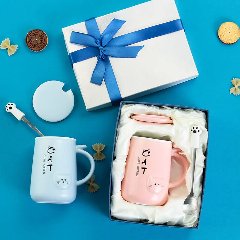 Чашка керамическая Женская Студенческая Милая кружка с крышкой ложкой чайная