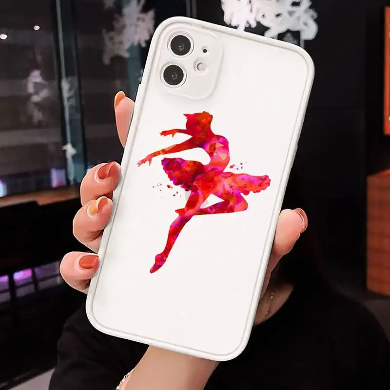 

Cute cartoon art colorful ballerina Phone Cases Matte Transparent for iPhone 7 8 11 12 s mini pro X XS XR MAX Plus cover funda