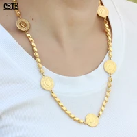 wholesale middle east muslim coin necklace electroplating 18k gold jewelry for men party banquet gift accessories for women