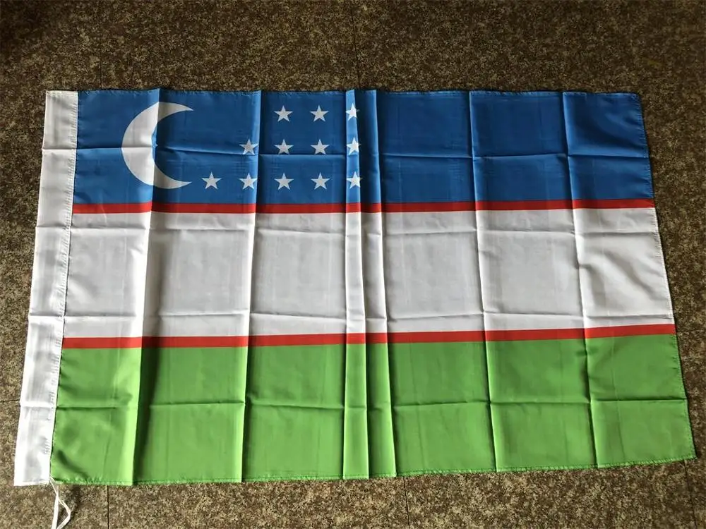 Бесплатная доставка флага Узбекистана развевающийся вручную флаг 90*150 см