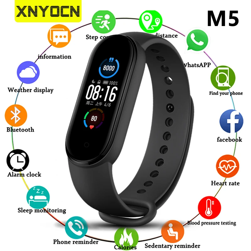 

Xnyocn M5 Smart Band Men Women Heart Rate Monitor Blood Pressure Fitness Tracker Smart Watch Bluetooth Screen Smart Bracelet