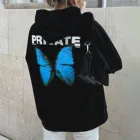 Женская толстовка с капюшоном, свободная толстовка большого размера с длинными рукавами и карманами, с принтом бабочек, в стиле Харадзюку