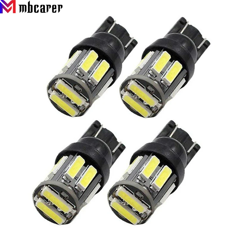4 шт. Автомобильные светодиодные лампы T10 LED 194 168 W5W 10-7020 SMD с клиновидным цоколем