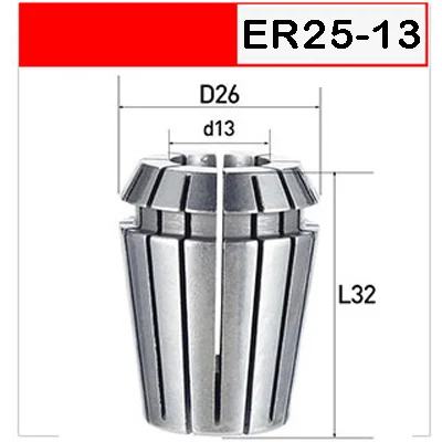 ER25-13 UCHEER 1 шт. нержавеющая сталь ER20 ER25 цанговый патрон для фрезерного гравировального Станка повторяющийся гибкий цанговый станок с ЧПУ - Цвет: ER25-13