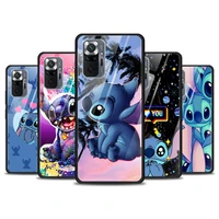 stitch lovely disney cartoon for xiaomi redmi note 10 pro max 10s 9t 9s 9 8t 8 7 pro 5g luxury tempered glass phone case cover