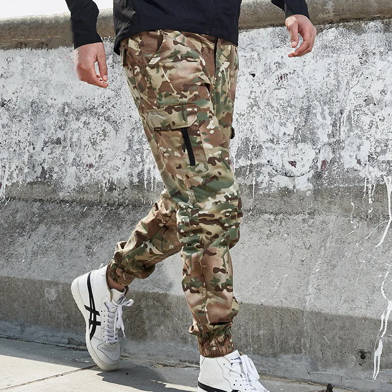 

Outdoor Mens Camo Tactical Pants Spring Autumn Climbing Sports Loose Breathable Beam Leg Riding Training Overalls Cargo Trousers