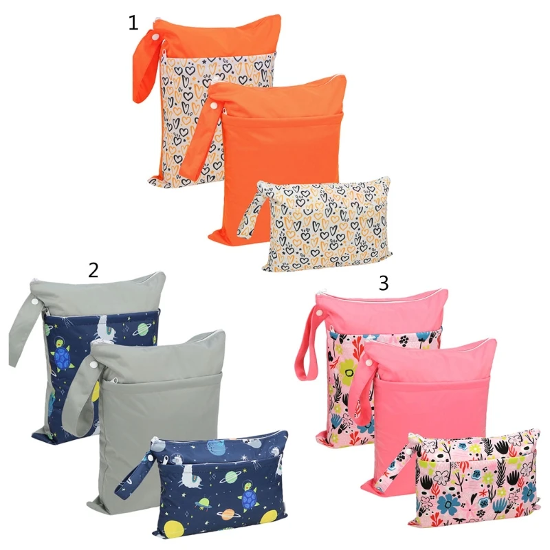 

3pcs/set Reusable Wet Dry Bag for Cloth Diapers Nappy Bag Daycare Organiser Bag 54DF