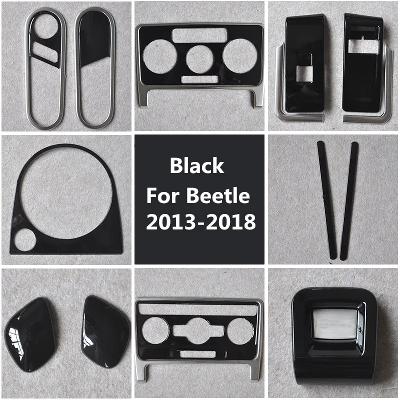 

Black Car Interior Styling AC Window Control Panel Cover Shift Knob Sticker Handle Moulding Trim for Volkswagen Beetle 2013-2018