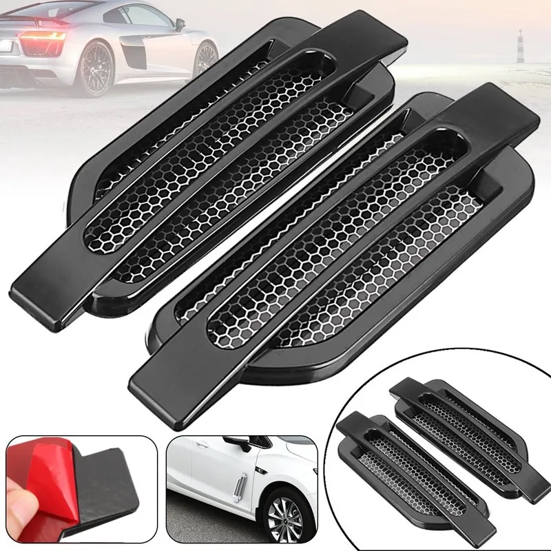 

1 Pair Universal DIY Car SUV Side Air Flow Vent Cover Trim Intake Decoration Stickers Mesh Hood Bonnet Car Styling Accessories