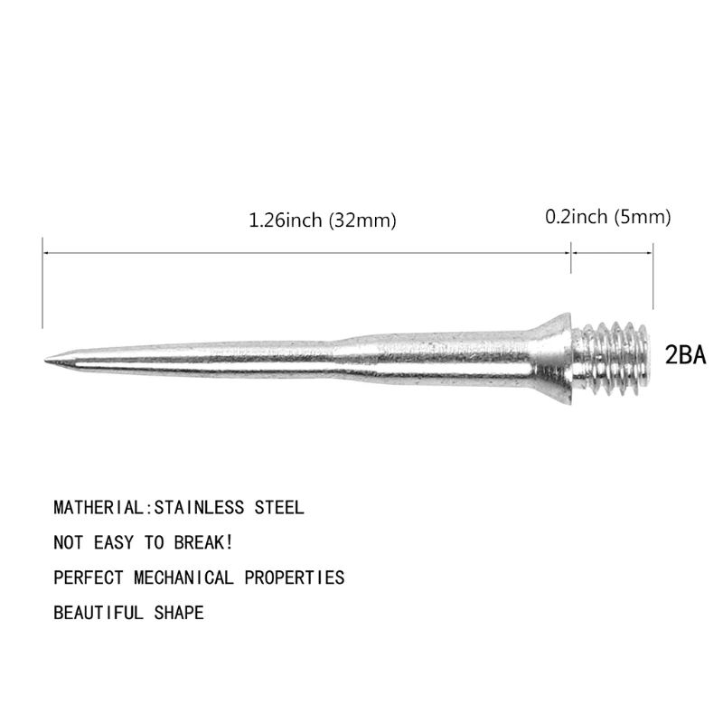 

10pcs Dart Steel Points Harrows Darts Steel Converter Points Soft Tips Replacement Dart Accessories 2BA Thread