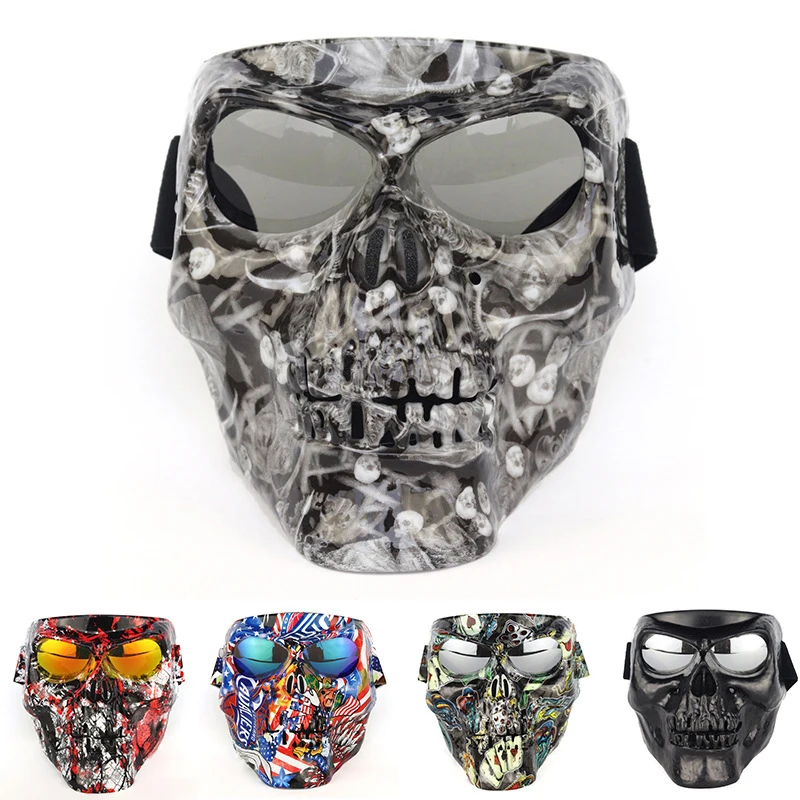Ski Snowboard Mask Full Face Snowmobile Skiing Goggles Motocross Bicycle Protective Glasses Safety Skull Ghost | Спорт и развлечения