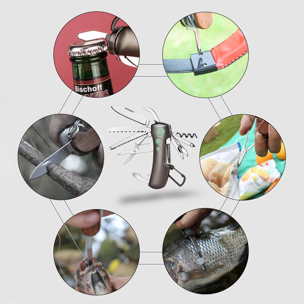 Походный нож для выживания 15 в 1 из нержавеющей стали швейцарский мини складной с