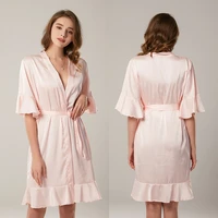 satin chiffon robe for women bride robe bridesmaid robes wavy sleeves wedding sleepwear 2021 new
