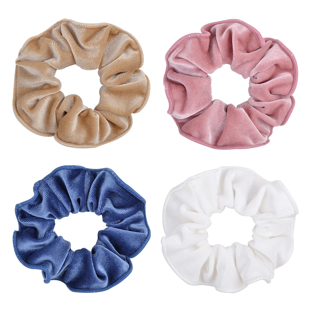 4 шт./лот бархатные Однотонные резинки для волос кольца женщин держатели конского