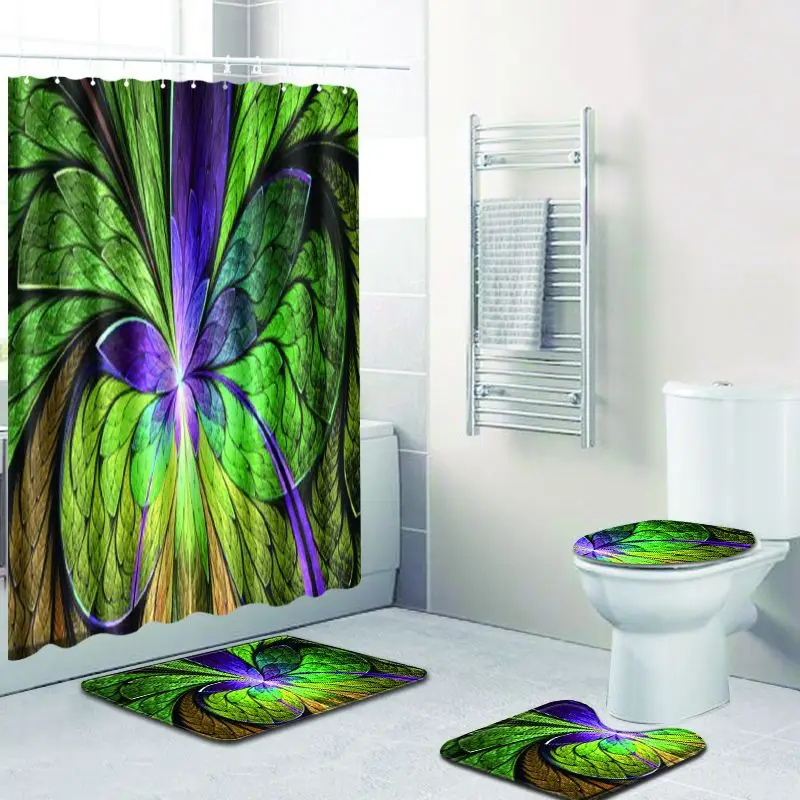 Zeegle Shower Curtain Set with Toilet Rug Waterproof Curtains Bathroom Pedestal Lid Cover Bath Mat Washable | Дом и сад