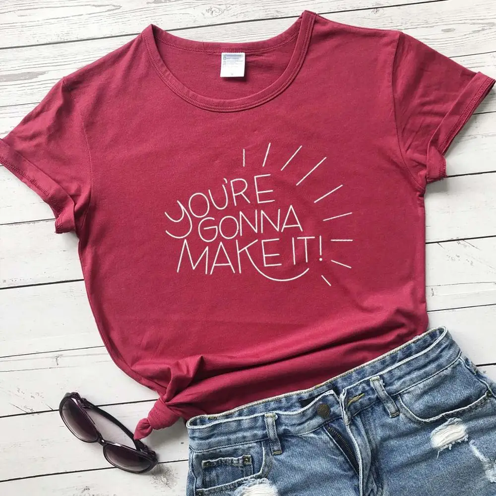 Женская футболка с надписью You'll make it Модная хлопковая Повседневная young hipster