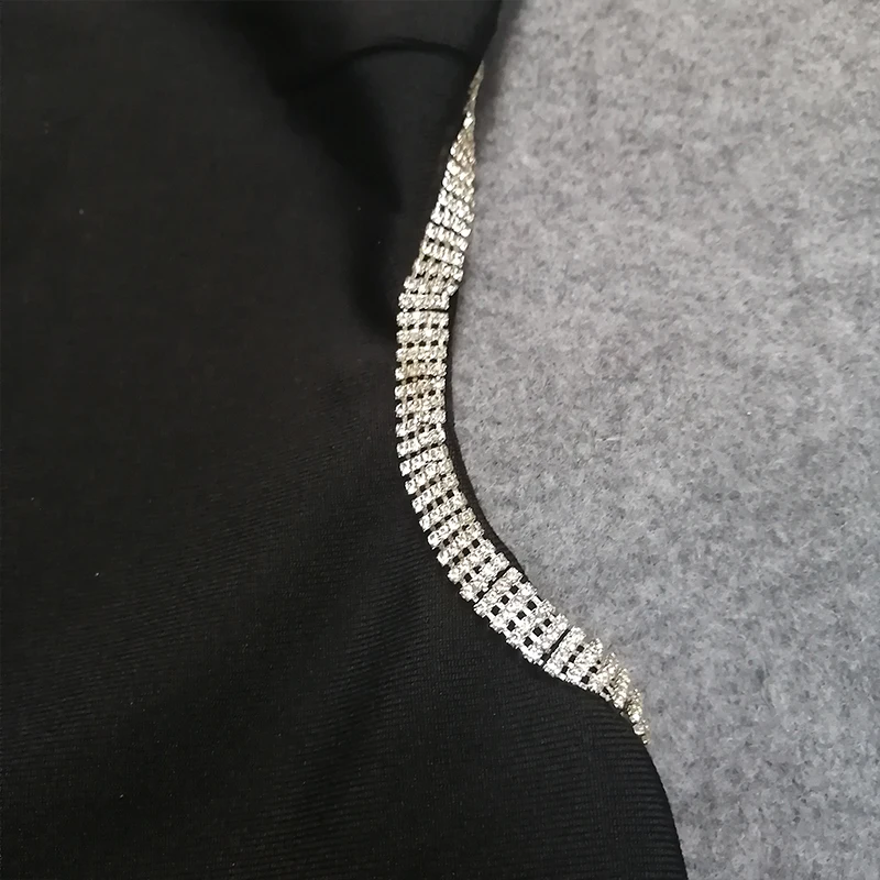 

Sesidy Summer Women Black Spaghetti Strap Bandage Dress Sexy Sleeveless Diamonds Club Celebrity Evening Runway Party Dresses