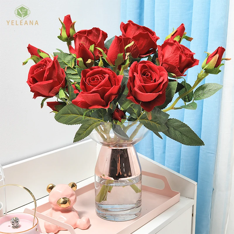 Искусственные цветы розовая Цветочная ветка в Болгарию красные розы