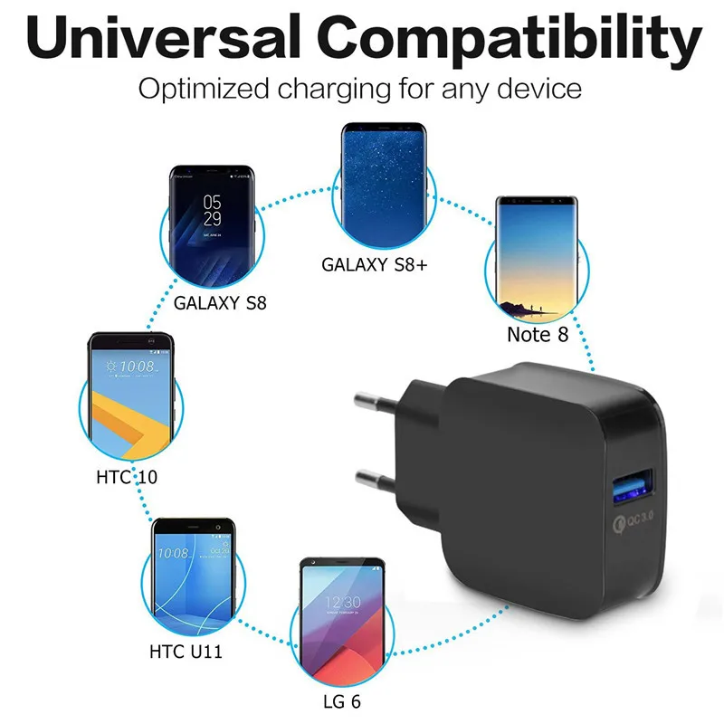 18 Вт телефон USB зарядное устройство Quick Charge 3 0 быстрый мобильный QC Зарядка через