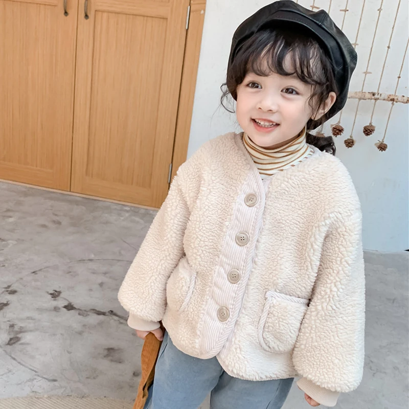 New 2020 Baby Girl Wool Jacket for Fur Coats Toddler Outfits Thick Jackets Kids Winter Clothes Children Outerwear | Детская одежда и