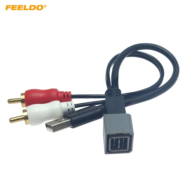 FEELDO 5 шт. автомобильный 2 RCA штекер USB A адаптер аудио конвертер AUX кабель для Nissan Cube