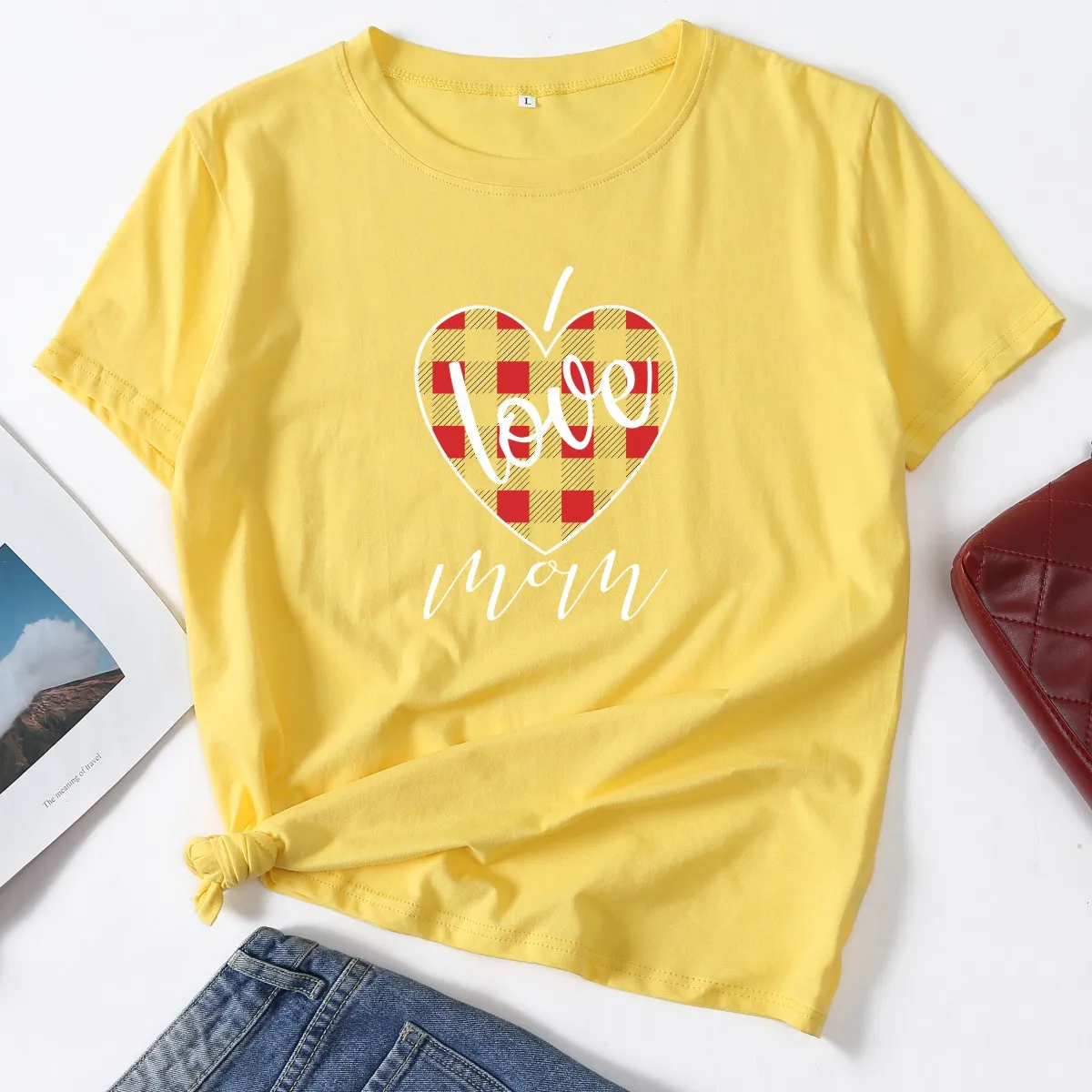 

Love Mom Mama Love My Mom Woman T-Shirt Short Sleeve T-Shirts Summer Tops for Women Cotton Graphic Tee Female Shirt Clothes