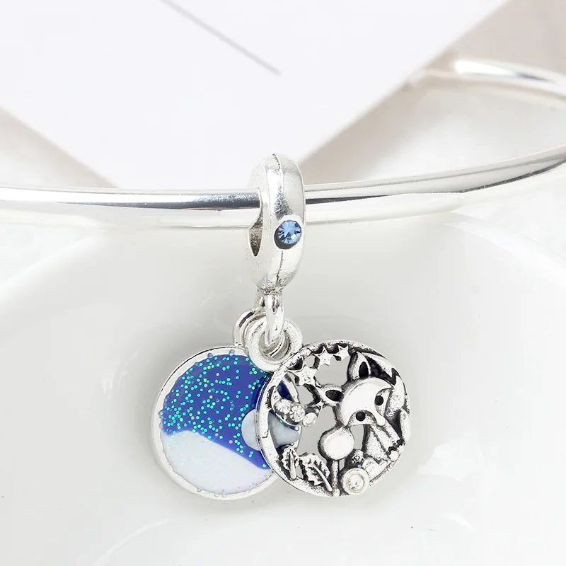 5 шт. серебряный цвет эмаль звездное небо Очаровательные Полые лисы Звезда Луна