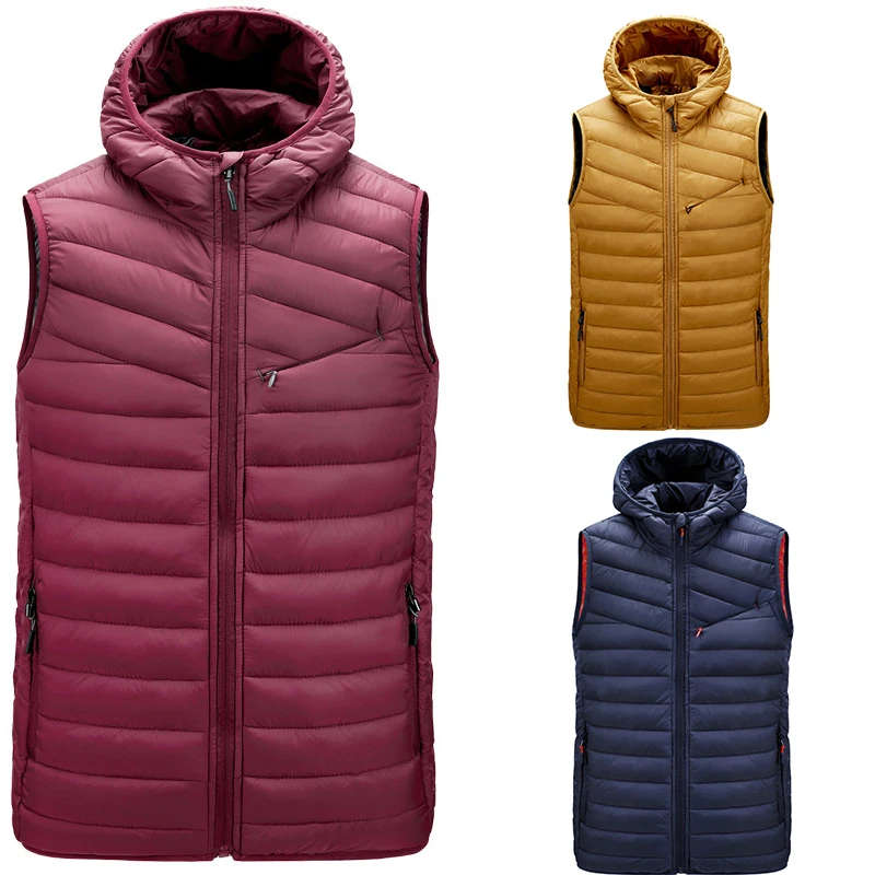 

Новая модная мужская куртка без рукавов жилет термальный сплошной цвет удобные мягкие жилетки с шапками мужской полосатый утепленный жиле...