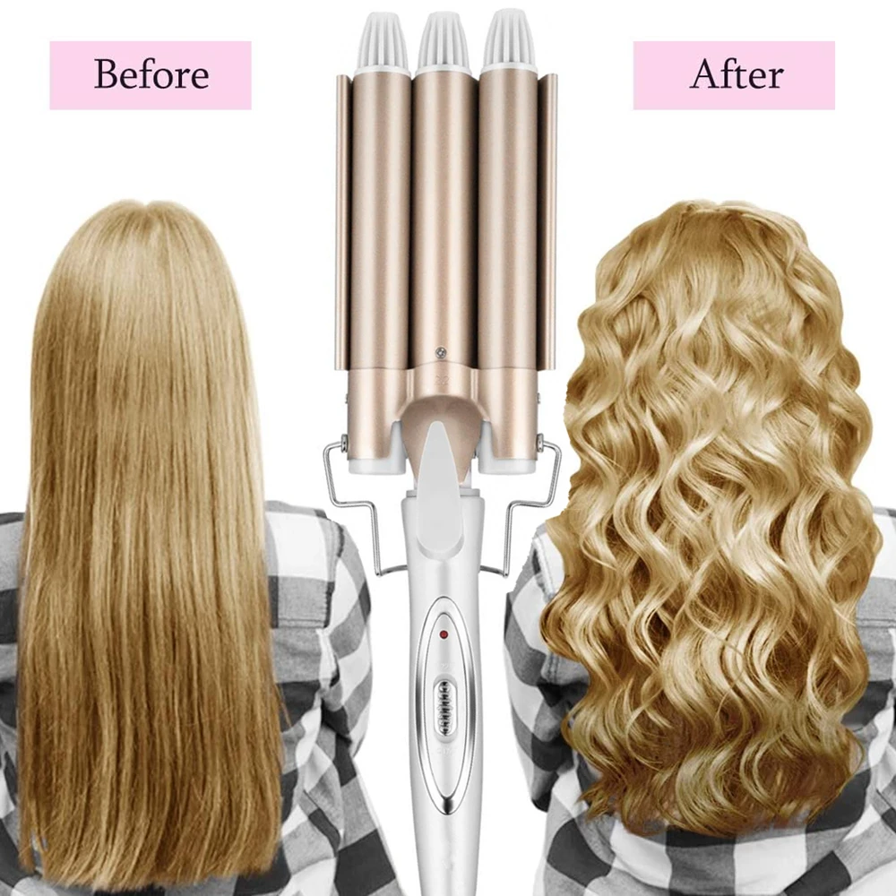 

3 Barrel Curling Iron Wand Tourmaline Triple Barrels Ceramic Hair Curling Iron Portable Hair Waver styling Tools Hair Crimper
