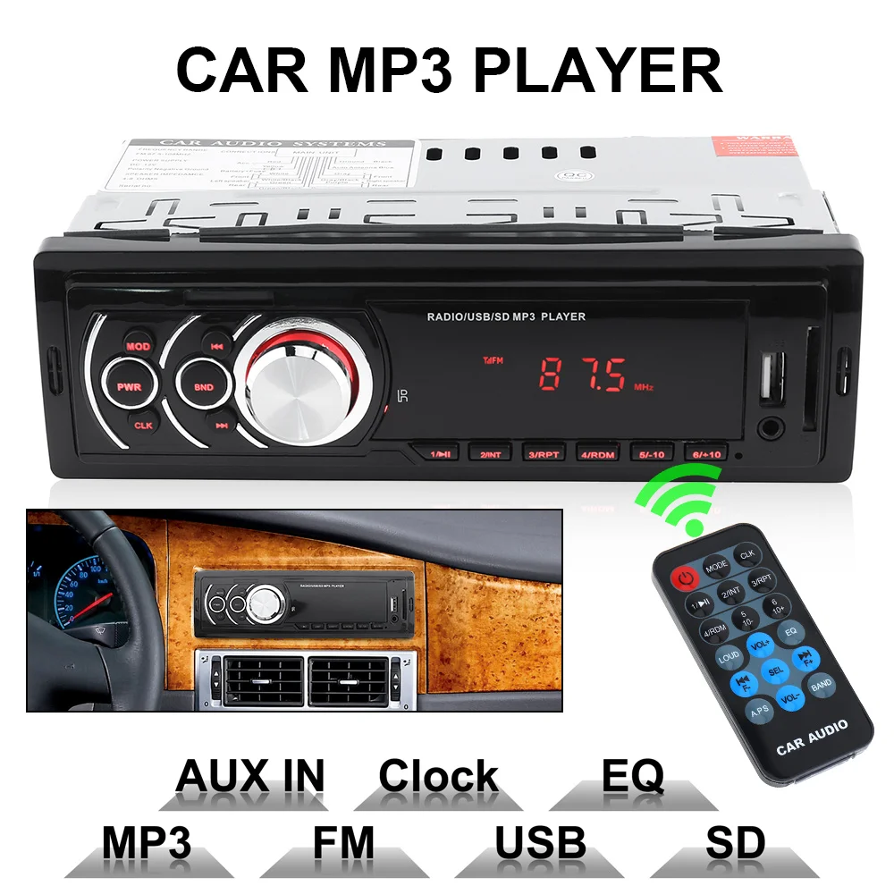 In-Dash 1 DIN светодиодный дисплей Авто Радио стерео аудио плеер FM Aux вход приемник