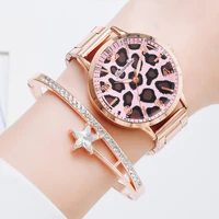 women luxury brand watch leopard pattern rhinestone elegant ladies watches gold clock wrist watches for women relogio feminino
