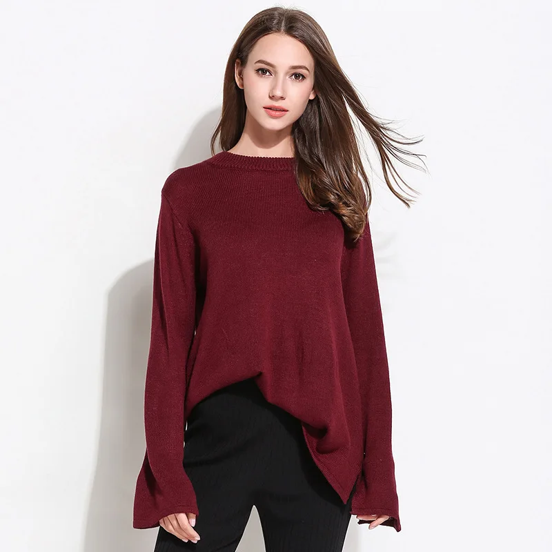 

Donsignet Women's Sweater New Fashion Round Neck Pullover Pure Color Bowknot Casual Knit Long Sleeve Sweater Women's clothing