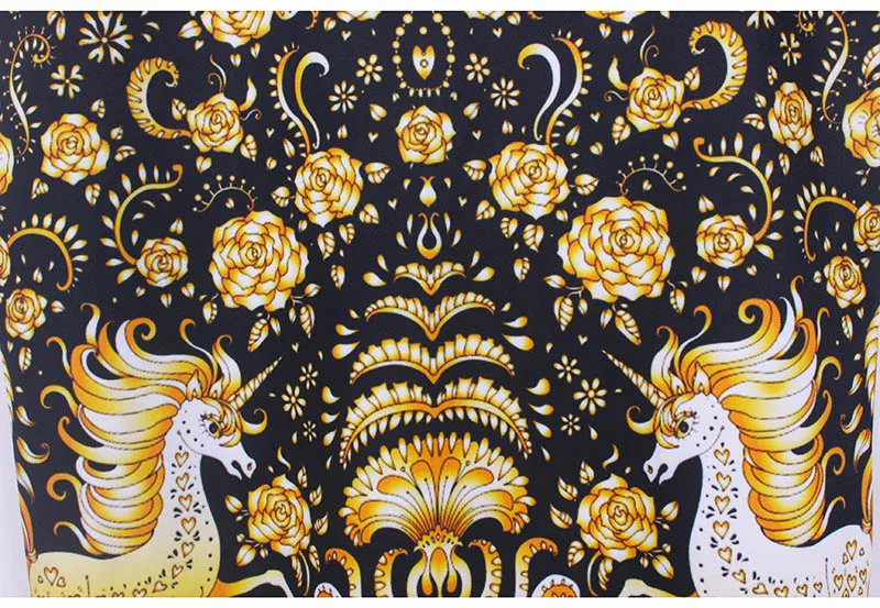 Великолепная Женская юбка-карандаш с золотым цветочным принтом единорога модель