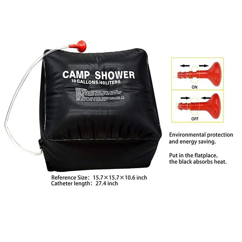 

Water Bag 40L Solar Outdoor Shower Bag Portable Camping Shower Heating Hiking Waterzak with Hose for Camping