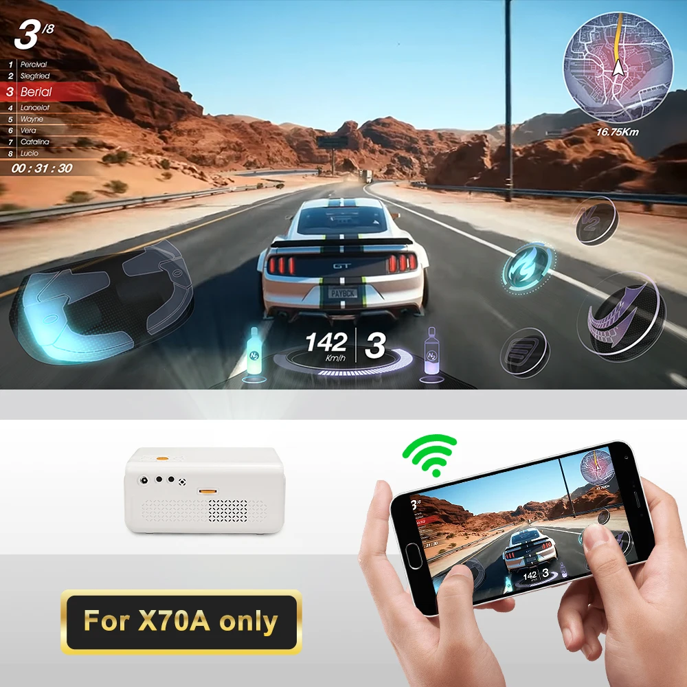 Светодиодный мини-проектор Everycom X70 с поддержкой 1080P Wi-Fi карманный портативный