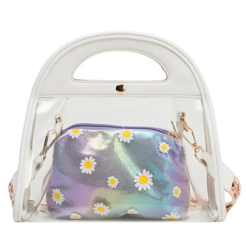 

PVC Transparent Bag Women 2021 Trend New Fashion Purses and Handbags with Short Handles Wide Shoulder Strap Women Crossbody Bag