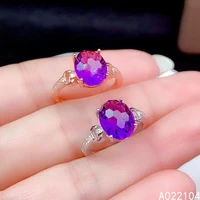 kjjeaxcmy fine jewelry 925 sterling silver inlaid natural amethyst women vintage fashion oval adjustable gem ring support detect