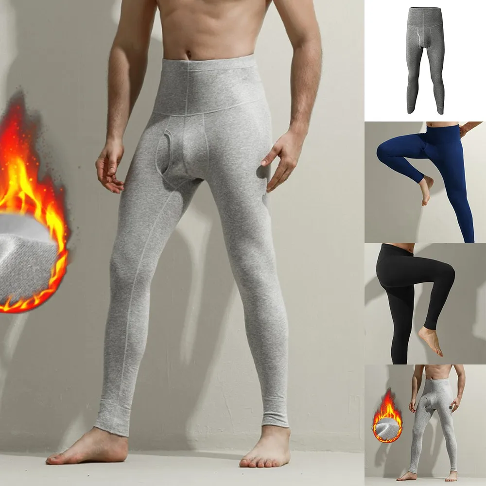 

Oversize Men Winter Cotton Base Warmth Convex Separation Tight-Fitting High Waist Trousers Soft Pajamas Bottoms