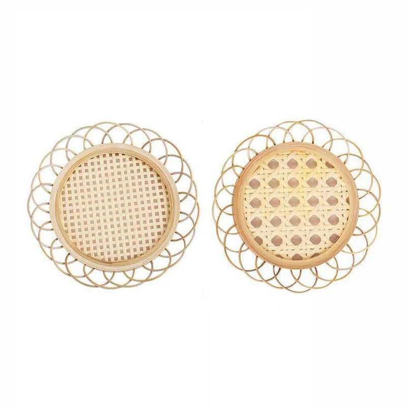 

Home Decoration 4 Pcs Hand-Woven Bamboo and Rattan Coasters, Wine Coasters, Flower-Shaped Coffee Cups