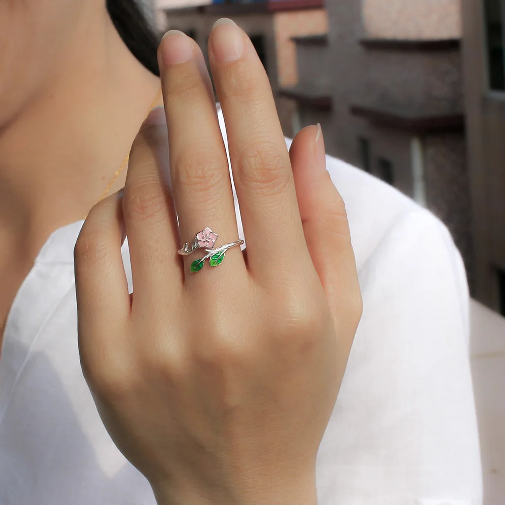 Женское коктейльное кольцо Trustdavis весеннее из стерлингового серебра 925 пробы с