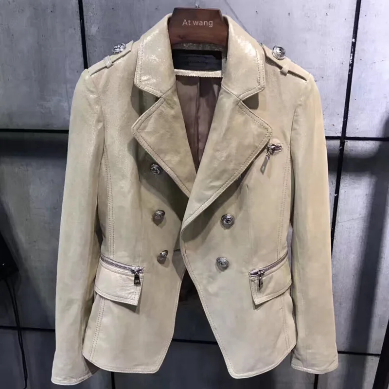 Пальто из 100% овечьей кожи Сезон весна-осень Куртка натуральной Женская одежда 2020