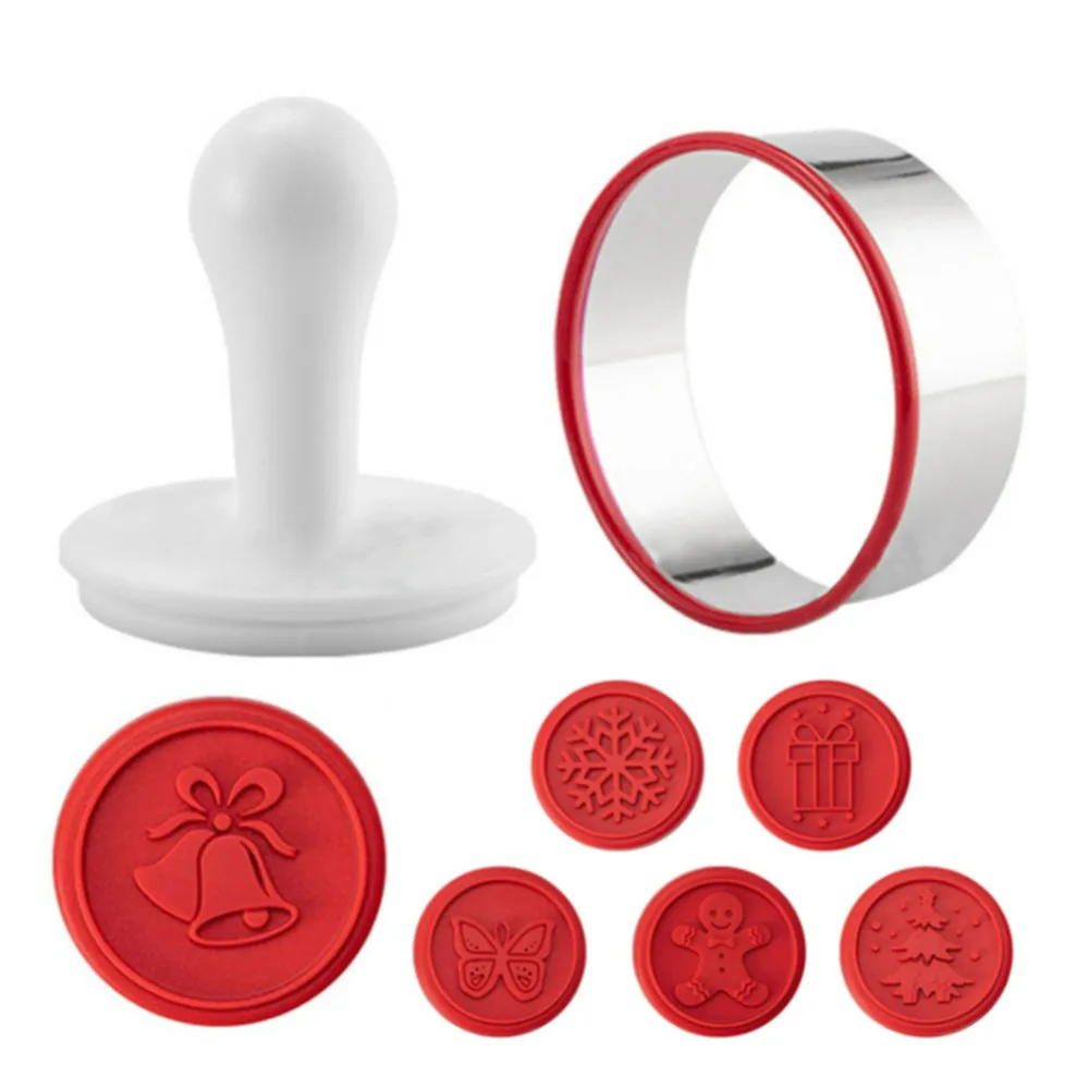 

1 Set Creative Silicone Biscuit Stamp Cutter DIY Pastry Cake Cookie Seal Biscuit Stamp Cartoon Christmas Kitchen Baking Moulds