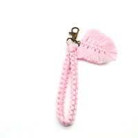 boho handmade colorful leaf shaped macrame keychains multifunction cotton rope key chain designer handbag accessories