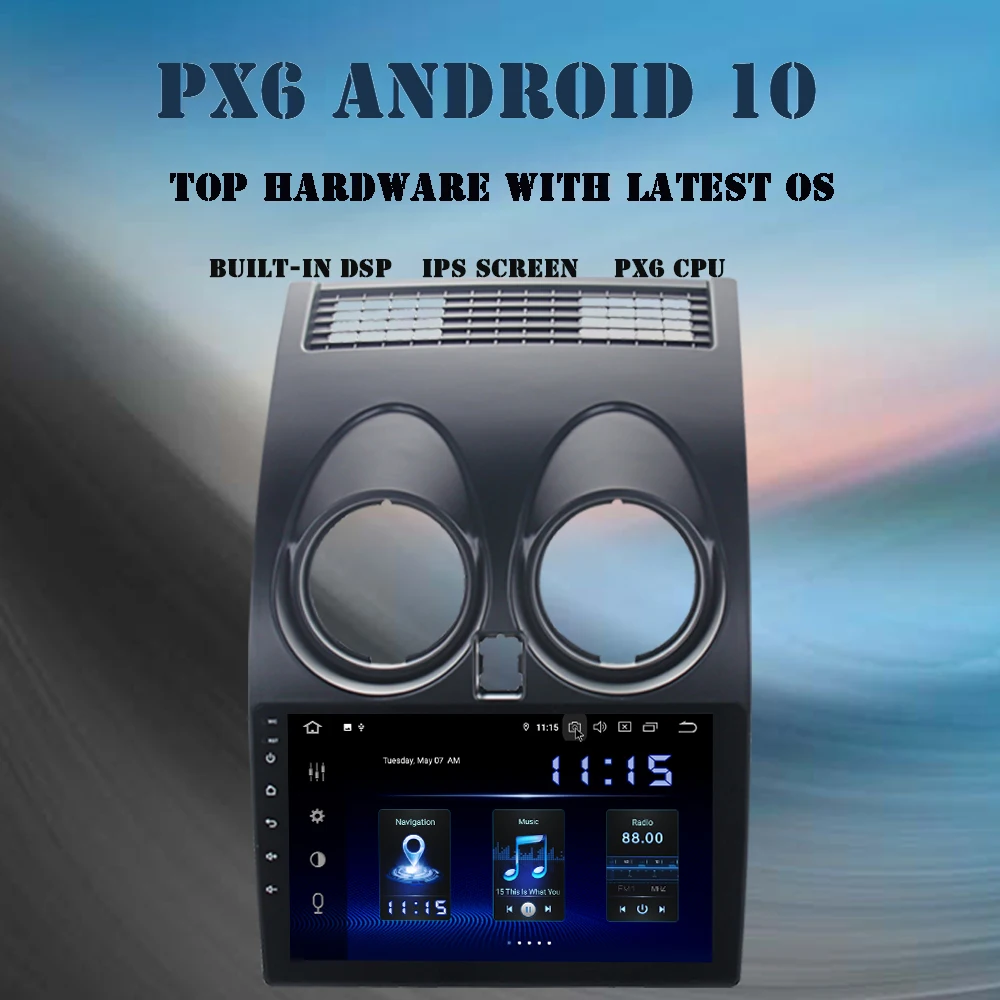 

Dasaita 10,2 "Android 10,0 мультимедийный плеер для Nissan Qashqai J10 2008-2014 автомобильное радио GPS навигация DSP PX6 4 Гб + 64 ГБ